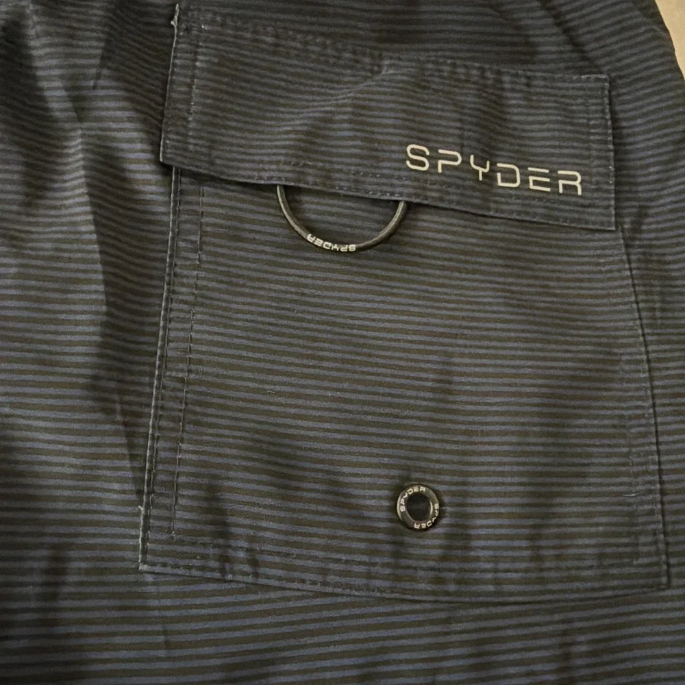 Men's SPYDER Medium Lined Breathable Swim Trunks Blue Stripes Beach Vacation